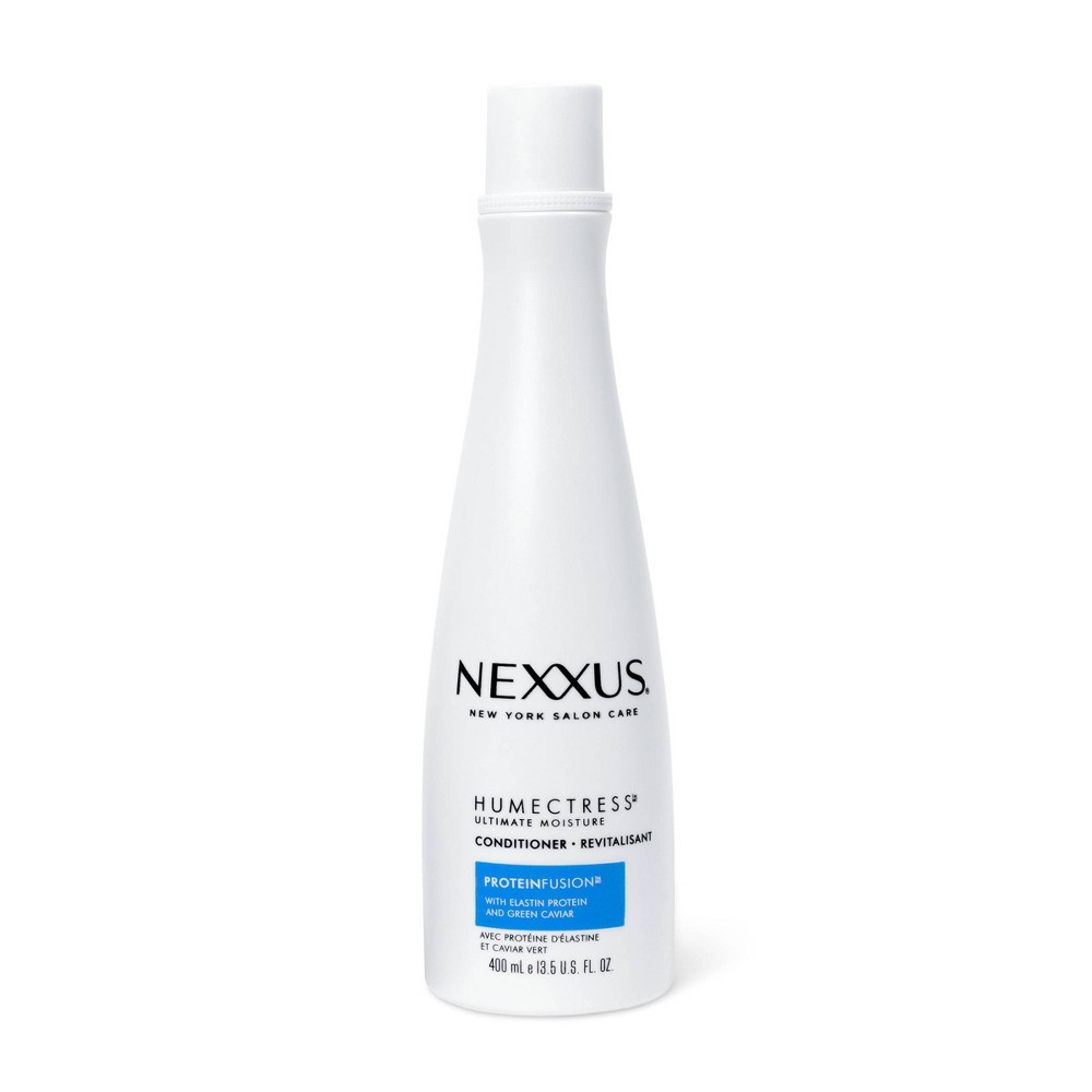 Nexxus Humectress Moisture Replenishing System Conditioner - 13.5 fl oz Nexxus Humectress Ultimate Moisture Conditioner for dry hair is a deeply hydrating conditioner that provides the ultimate moisturization to hair. Salon-crafted with Nexxus’ exclusive Caviar and Protein Complex, this conditioner helps restore lost nutrients to hair, fortifying the surface of hair to help lock in moisture for 24 hours. In addition, Nexxus Humectress Ultimate Moisture Conditioner provides advanced conditioning to help replenish and reawaken hair, unleashing your hair’s natural smoothness all day long. Repairing hair is a multi-step process. For best results, use the Nexxus Humectress Ultimate Moisture Conditioner with a moisturizing shampoo, like the Nexxus Therappe Ultimate Moisture Shampoo, for an ideal moisturizing shampoo and conditioner pair. To use, apply Moisture Shampoo to damp hair, massaging into a rich lather before rinsing thoroughly. Follow with the Humectress Conditioner, smoothing onto wet hair and waiting 3 minutes before rinsing. Humectress Ultimate Moisture Conditioner is suitable for everyday use. A leader in salon-quality hair products, Nexxus uses learnings from science and nature. We know that hair is made of almost 90percent proteins, which is why we use advanced scientific methods to identify the protein needs of each hair type and create customized formulas with proteins to bring your hair back to life.