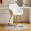 VECELO Modern PU Leather Accent Chair, Vanity Makeup Chair with Gold Metal Frame, Upholstered Armchair for Living Room or Bedroom, White - 4 of 4