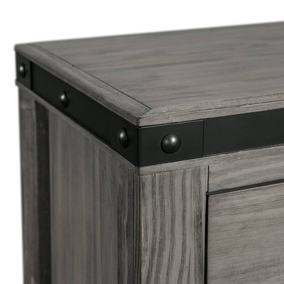 Gray Industrial Solid Wood Gentleman's Chest with Black Metal Trim