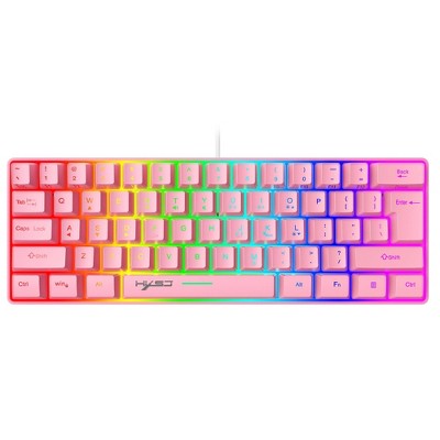 RISOKEYS Wired Pink Gaming Keyboard Mechanical Custom 65% - Compact Low-Profilem Double Shot Keycaps & Linear Switches