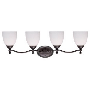 360 Lighting 31 3/4" Wide 4-Light Bronze and White Glass Bath Light - 1 of 1