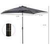 9' x 7' Solar Umbrella, LED Lighted Patio Umbrella for Table or Base with Tilt & Crank, Outdoor Umbrella for Garden, Deck, Pool, Beach - 3 of 4