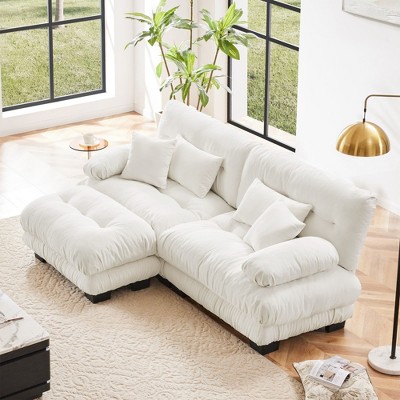 NicBex Couches for Living Room 2-Seater Sofa Cloud Couch Comfort Chenille Upholstered Sofa 2 Lumbar Pillows and 2 Throw Pillows for Bedroom