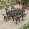 CLIHOME 7-Piece Cast Aluminum Outdoor Dining Set 59'' Rectangle Dining Table And Six Woven Diagonal Grid Chairs Patio Set - 2 of 4
