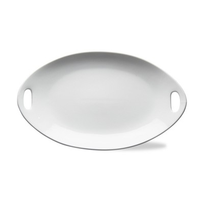 tagltd Whiteware Baguette Large Porcelain Dinnerware Serving Tray Platter, 19.25L x 11.5W x 1.625H, Dishwasher Safe