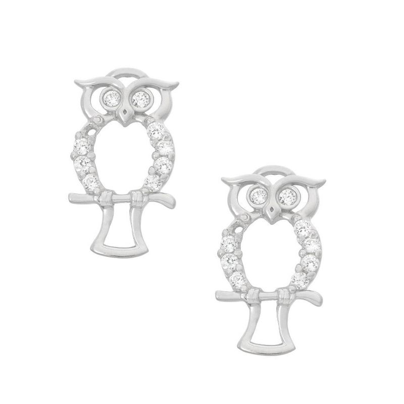 0.1 CT. T.W. Children&#39;s Cubic Zirconia Owl Stud Earrings In Sterling Silver, 2 of 4