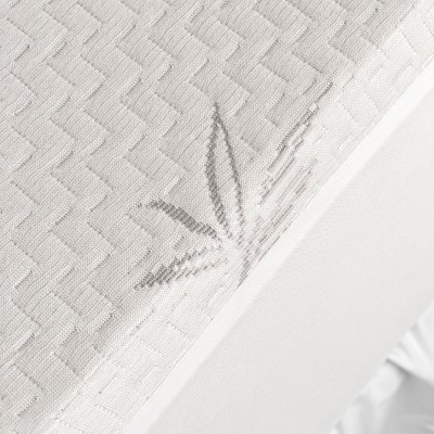 Twin White Waterproof Bamboo and Polyester Mattress Protector