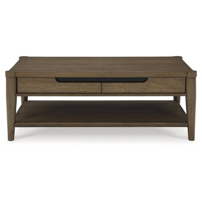 Brown Rectangular Wood Coffee Table with Storage