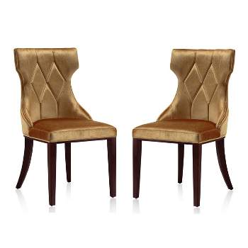 Set of 2 Reine Velvet Dining Chairs - Manhattan Comfort