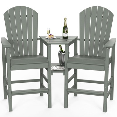 Karl Home | 2-Piece Outdoor Adirondack Bar Chairs with Removable Trays