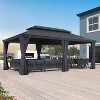 PURPLE LEAF Permanent Hardtop Gazebo Aluminum Gazebo with Galvanized Steel Double Roof for Patio Lawn and Garden with Curtains and Netting - 2 of 4
