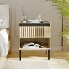 Mid-Century Drawer Bedside Table Cabinet, Fluted Modern Nightstand with Metal Legs, Contemporary Nightstand with Open Shelf for Bedroom, Natural,2Pcs - 3 of 4