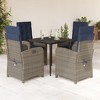 vidaXL 5-Piece Patio Dining Set with Adjustable Rattan Recliner Chairs & Glass Table - Outdoor Garden Furniture with Navy Cushions - 2 of 4