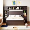 Storage Platform Bed with Trundle, 2 Drawers, Bookcase Headboard and Built-in Outlets for Bedroom-3irtyhousy - 2 of 4