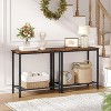 2 Tier End Table, Sofa Side Table, Slim Nightstand for Small Spaces, Metal Frame - 2 of 4