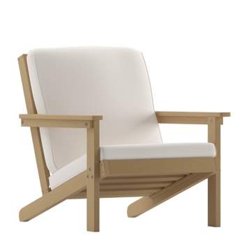 Merrick Lane All-Weather Poly Resin Wood Adirondack Style Deep Seat Patio Club Chair with Cushions