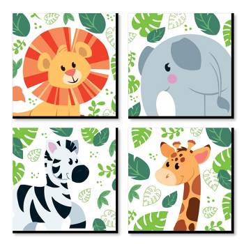 Big Dot of Happiness Jungle Party Animals - Safari Animal Kids Room, Nursery & Home Decor - 11 x 11 inches Wall Art - Set of 4 Prints for baby's room