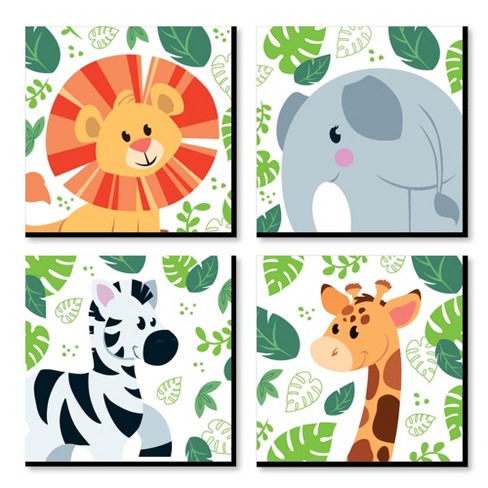 Big Dot Of Happiness Jungle Party Animals - Safari Animal Kids Room,  Nursery & Home Decor - 11 X 11 Inches Wall Art - Set Of 4 Prints For Baby's  Room : Target
