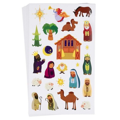 Nativity Stickers - 864-Count Christmas Stickers, Scrapbook Stickers for Kids Christmas Holiday Party Favors, Church, Bible School, 36 Sheets, 8.5x5"