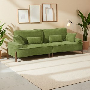 103" Cloud Velvet Deep-Seat Sofa with 4 Pillows & Solid Wood Frame - 1 of 4