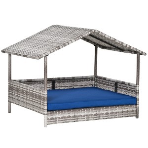 Pet House Wicker, for Indoor/Outdoor Rattan Furniture, with Water-Resistant and Removable Cushions, Elevated Bottom - 1 of 4