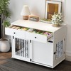 ORRD 39" Modern Dog Crate Furniture with Drawers, White Wooden Pet Kennel End Table, Sliding Barn Door & Lockable Wheels - 3 of 4