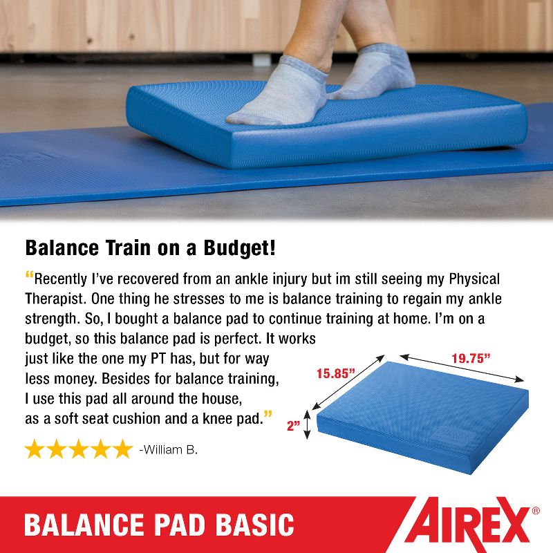AIREX Balance Pad Basic – Stability Trainer for Balance, Stretching, Physical Therapy, Exercise Non-Slip Closed Cell Foam Premium Balance Pad, Blue, 2 of 7
