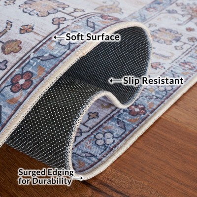 Ivory Synthetic Non-slip 8' x 10' Rectangular Area Rug