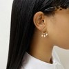 Adornia Tarnish Resistant 14k Gold Plated Cable Hoop and 3-Pearl Dangle Earrings - image 2 of 3