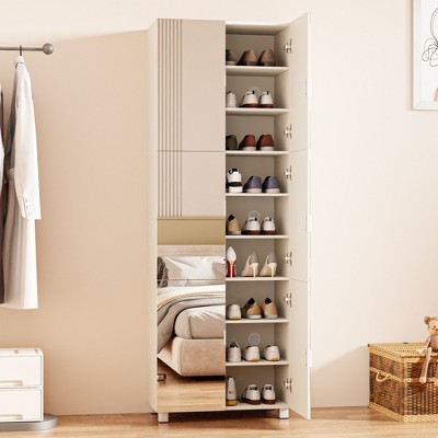 CIPACHO 6 Mirror-Door Shoe Cabinet - Entryway Storage Holds 36 Pairs, Adjustable Shelves & Dust-Proof (Hallway/Apartment)