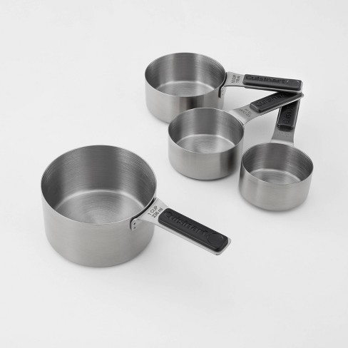 Cuisinart 4pc Stainless Steel Magnetic Measuring Cup Set Black/Silver