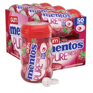 Mentos Pure Fresh Sugar-Free Chewing Gum with Xylitol, Strawberry - 50 Piece Bottle (Pack of 6) - 1 of 4