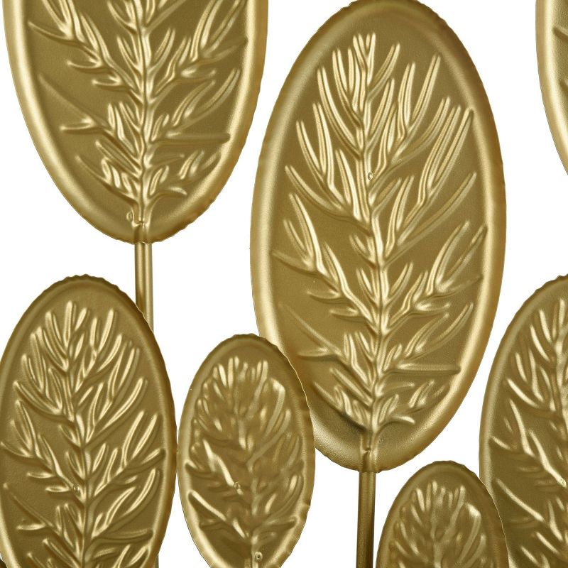 Pendant Leaflets Metal Medallion Stemmed Leaves Wall Art Gold - StyleCraft, 6 of 7