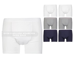 6-Pack Wearever Men's Regular Absorbency Incontinence Trunk Boxer Briefs - 1 of 4
