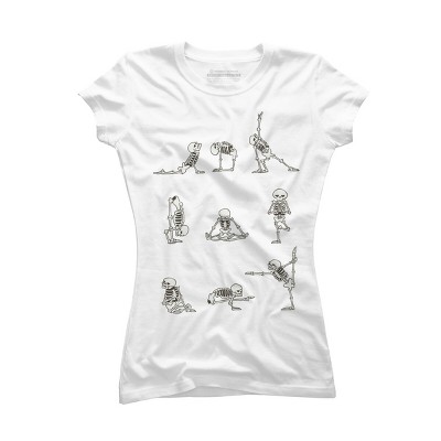 Junior's Design By Humans Skeleton Yoga By huebucket T-Shirt