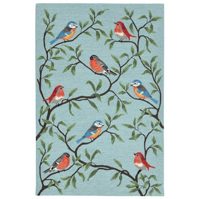 birds on branches aqua
