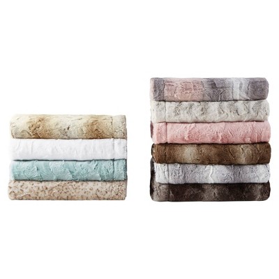 White Oversized Faux Fur Reversible Throw Blanket