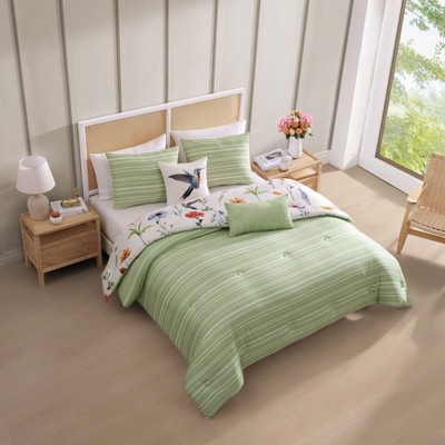 Ivory Queen Cotton Reversible Floral Comforter Set