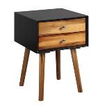 Costway End Table W/Drawers and Storage Wooden Mid-Century Accent Side Table Multipurpose for Bedroom, Living Room Home Furniture Nightstand