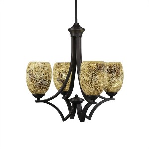 Toltec Lighting Zilo 4 - Light Chandelier in  Dark Granite with 5" Gold Fusion Shade - 1 of 1