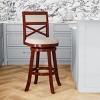 Sapphtopaz 1PC Modern Swivel Bar Stools Upholstered Armless Dining Chairs with X-Back Counter Height Bar Stools for Kitchen, Living Room - 2 of 4