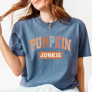 Simply Sage Market Varsity Pumpkin Junkie Garment Dyed Tee - 1 of 4