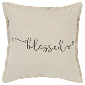 20"x20" Oversize Sentiment Polyester Filled Square Throw Pillow Neutral - Rizzy Home
