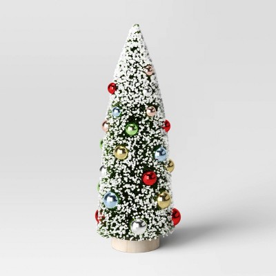14" Large Decorated Flocked Ornament Bottlebrush Sisal Tree Green - Threshold™