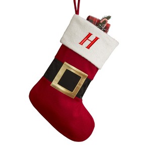 Personalization Mall Santa Belt Embroidered Initial Christmas Stockings - 1 of 2