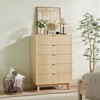 5 Drawer Dresser Set of 2, 32 Inch Tall Mid Century Modern Dresser Drawers, Waveform Fluted Side Table, Wood Drawer Organizer - 4 of 4