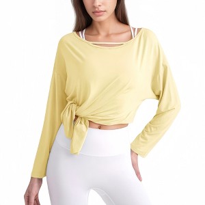 Anna-Kaci Active Women's Long Sleeve Pullover Top with Cutout Scoop Neck and Side Slit Hem - 1 of 4