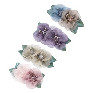 Unique Bargains Women's Fashion Flower Hair Pin 4.72"x2.56"x1.38" Multicolor 4 Pcs - 1 of 4
