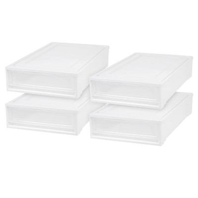 IRIS White Stackable Plastic Storage Underbed Drawer 5.88-in H x 17.38-in W  x 29.13-in D