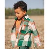 Deux par Deux Boy Long Sleeve Yarn Dyed Plaid Shirt Green and Orange - 2 of 4